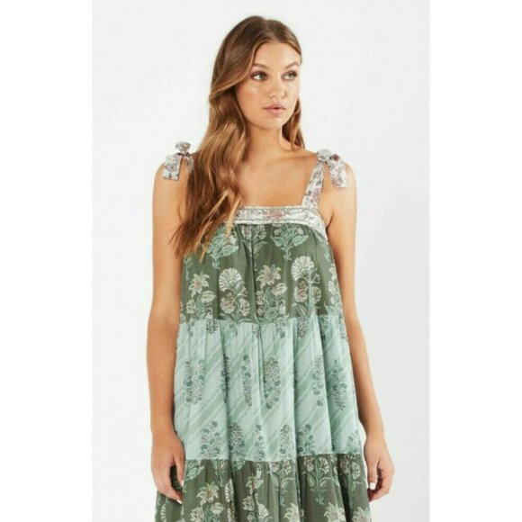 TIGERLILY Margaux Green Cotton Tiered Floral Maxi Dress NWT RRP$319 - Picture 5 of 15